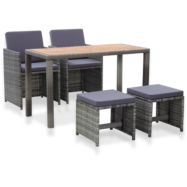 Set Mobilier De Exterior 5 Piese Antracit Poliratan Si Acacia 46368